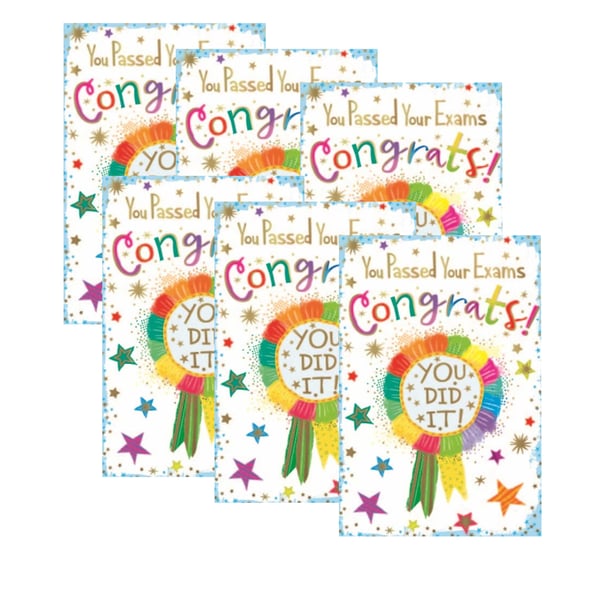 Simon Elvin You Passed Your Exams Congratulations Greetings Card (Pack of 6)