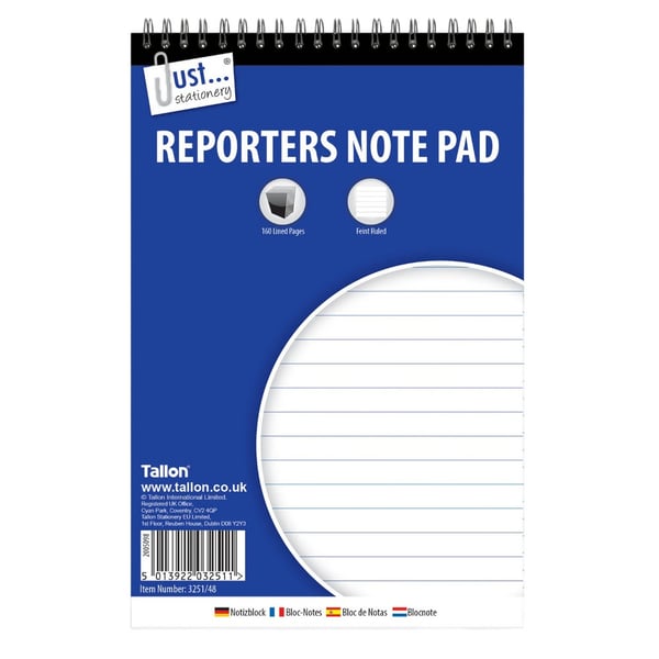 Just Stationery Reporter Notepad (Pack of 12)
