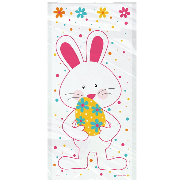 Unique Party Bunny Cellophane Easter Party Bags (Pack of 20)