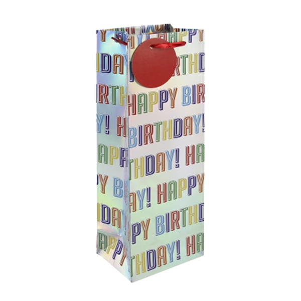 Eurowrap Holographic Birthday Bottle Bag (Pack of 6)