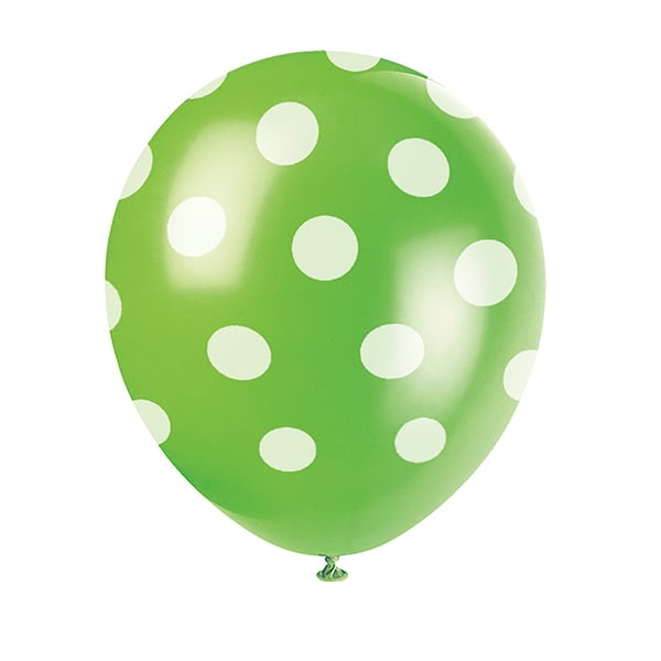 Unique Party 12 tuuman pilkulliset lateksi-ilmapallot (6 kpl pakkaus)