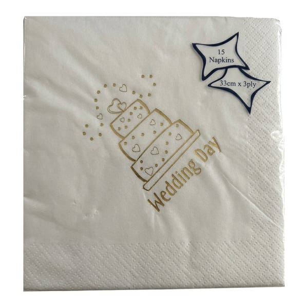 NPK Bröllopsdag Design Folietryckta Servetter (Förpackning med 15)