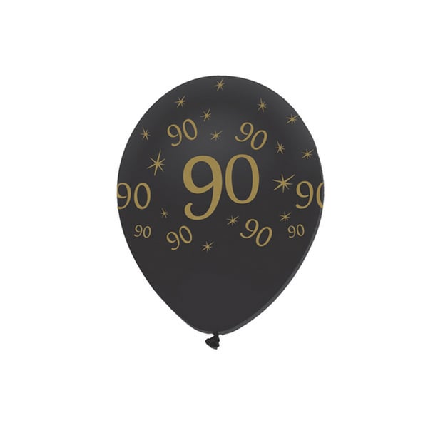 Creative Party Black All Round Print Latex Balloons (Pack of 6)