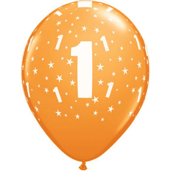 Qualatex 11 tommer flerfarvede latex-balloner med fødselsdagsnummer (alder 1-100)