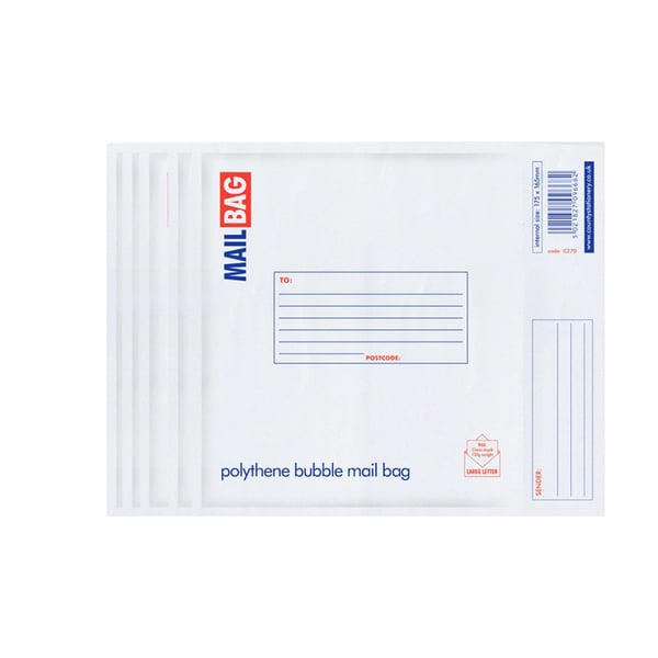 County Stationery Polythene Bubble Envelope Mail Bags (Pack Of 10)