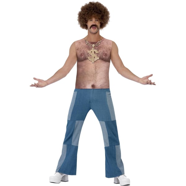 Smiffys Unisex Adult 70s Realistic Hairy Chest Costume Top