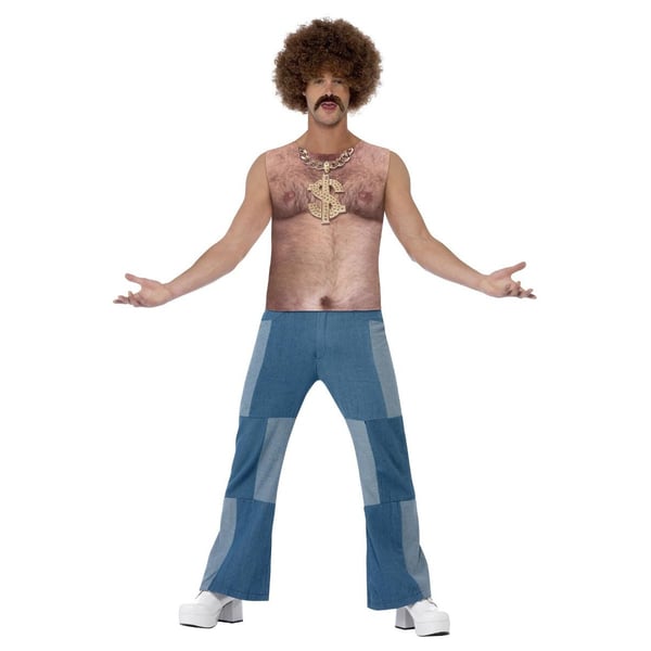 Smiffys Unisex Adult 70s Realistic Hairy Chest Costume Top