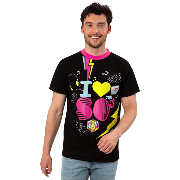 Smiffys Unisex Adult 1980s Printed Costume Top