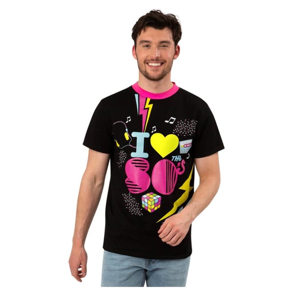Smiffys Unisex aikuisten 1980-luvun painettu asupaita