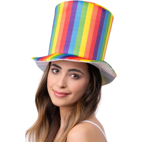 Smiffys Deluxe Pride Rainbow Striped Top Hat