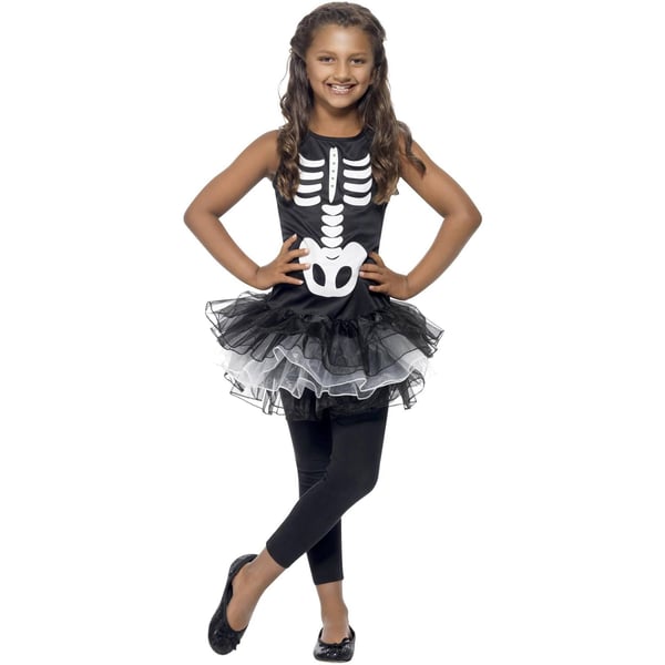 Smiffys Girls Skeleton Costume Tutu Dress