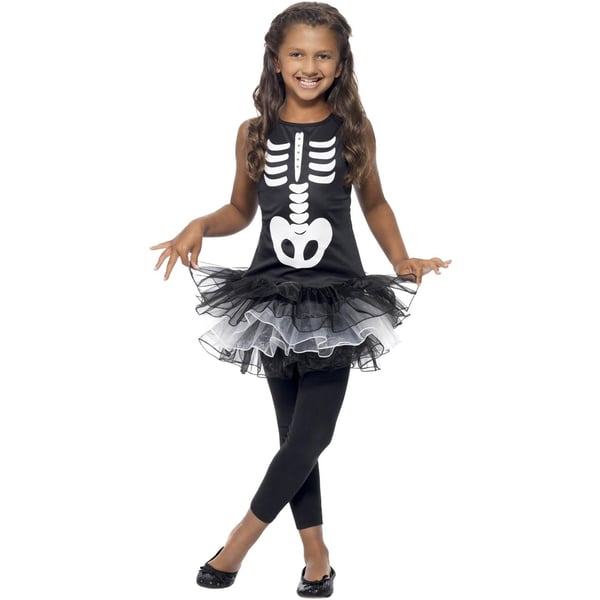 Smiffys Girls Skeleton Costume Tutu Dress
