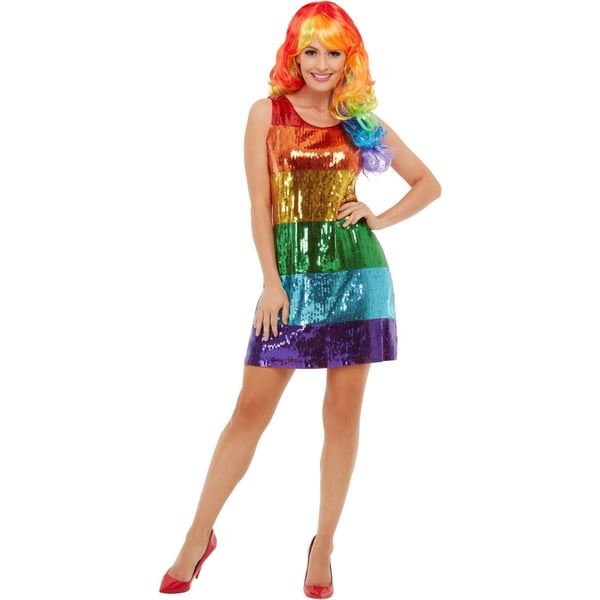 Smiffys Womens/Ladies Rainbow Glitter Costume Dress