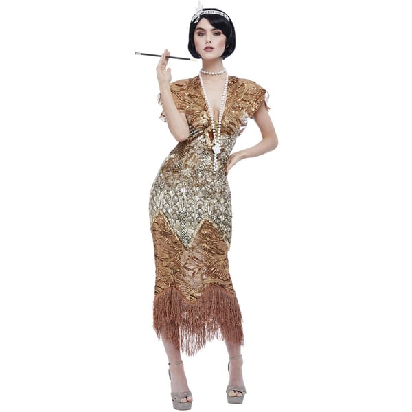Smiffys Womens/Ladies Deluxe 20s Flapper Sequins Costume Dress