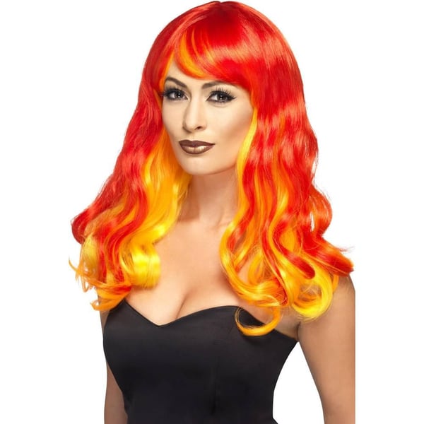Smiffys Womens/Ladies Devil Flame Ombre Wig