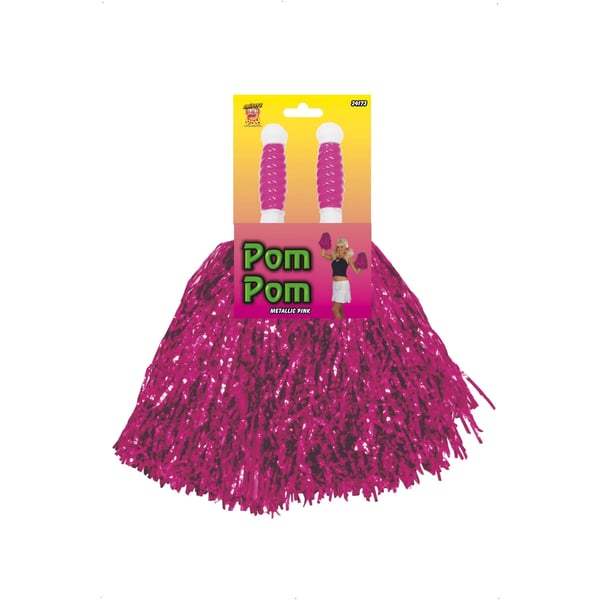 Smiffys Metallic Pom Poms (Pack of 2)