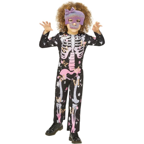 Smiffys Girls Skeleton Sparkly Costume