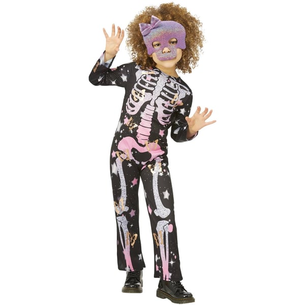 Smiffys Girls Skeleton Sparkly Costume