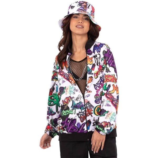 Smiffys Unisex Adult 90s Hip Hop Graffiti Jacket