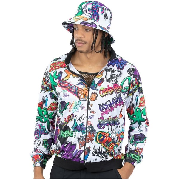 Smiffys Unisex Adult 90s Hip Hop Graffiti Jacket