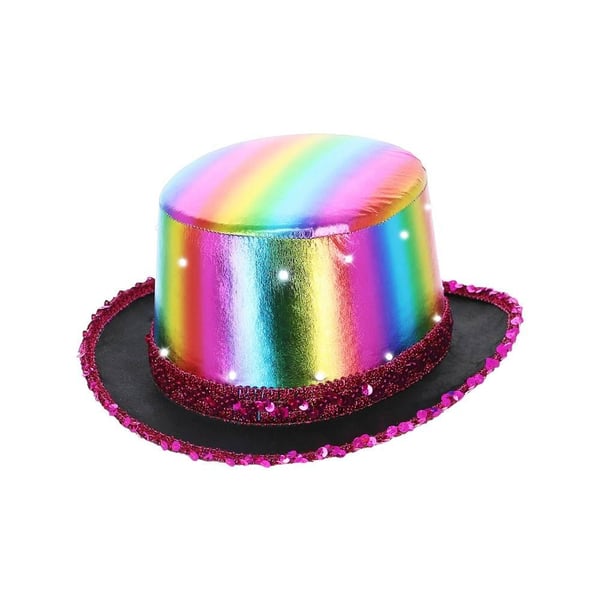 Smiffys Unisex Adult Metallic LED Light Up Top Hat
