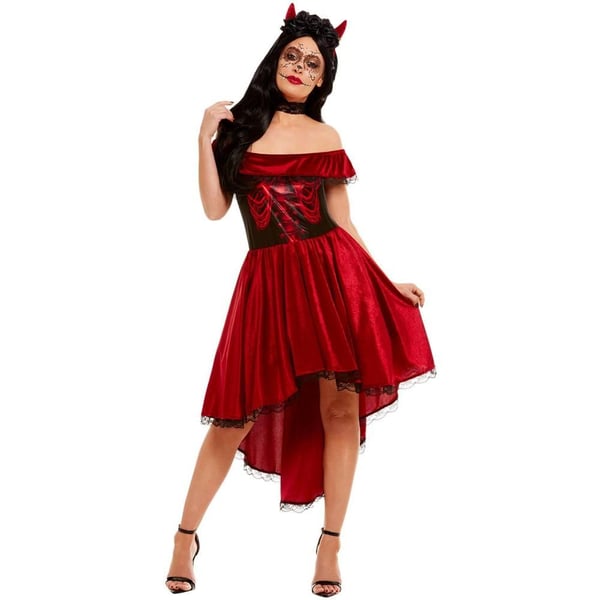 Smiffys Womens/Ladies Devil Day Of The Dead Costume Set