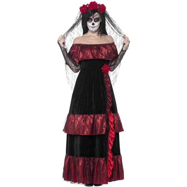 Smiffys Womens/Ladies Deluxe Bride Day Of The Dead Costume Set
