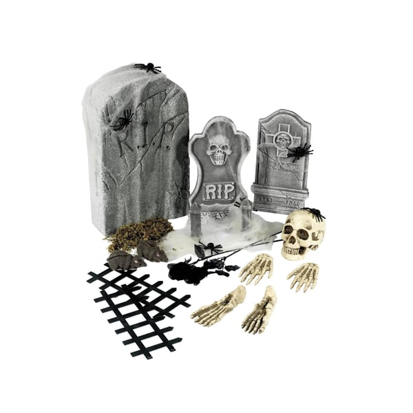 Smiffys Plastic Graveyard Decoration Set (Pack of 24)