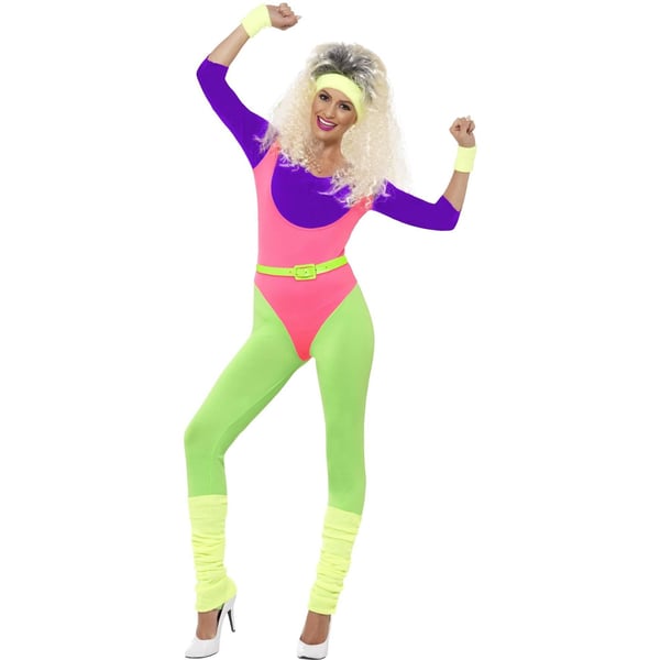 Smiffys Womens/Ladies 80s Work Out Contrast Costume Set