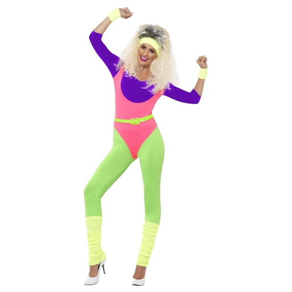 Smiffys Womens/Ladies 80s Work Out Contrast Costume Set