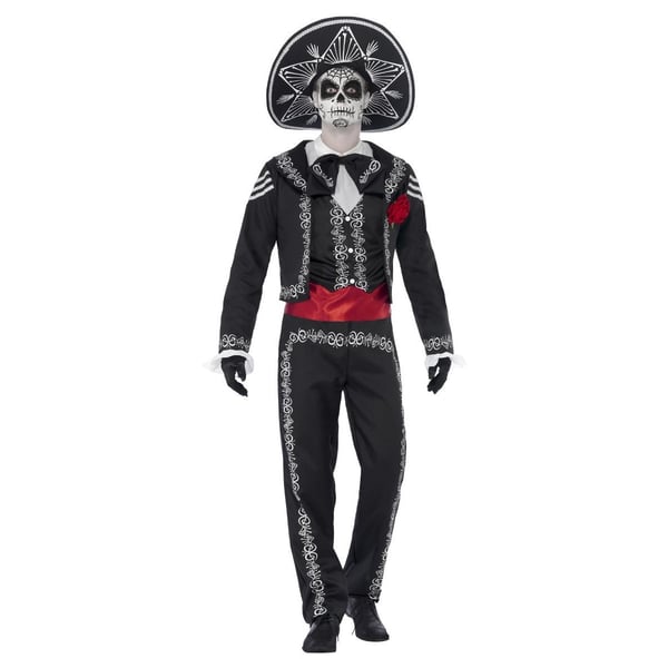 Smiffys Mens Deluxe Senor Bones Day Of The Dead Costume Set