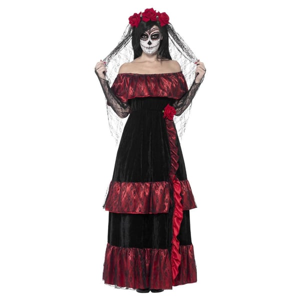 Smiffys Womens/Ladies Deluxe Day Of The Dead Plus Costume Set