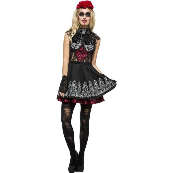 Fever Womens/Ladies Day Of The Dead Costume Set