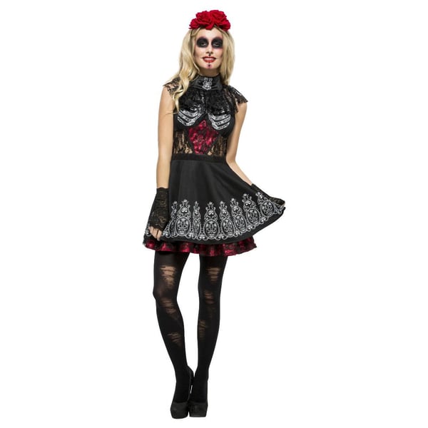Fever Womens/Ladies Day Of The Dead Costume Set Fever Womens/Ladies Day Of The Dead Costume Set