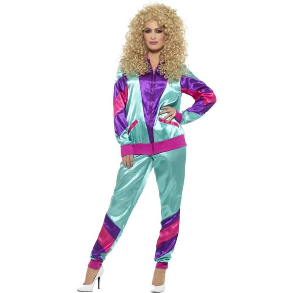 Smiffys Dam/Dam Högsta Mode 80-tals Shell Suit Kostymset