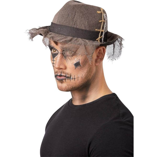 Smiffys goottilainen kulunut pellavainen trilby-hattu
