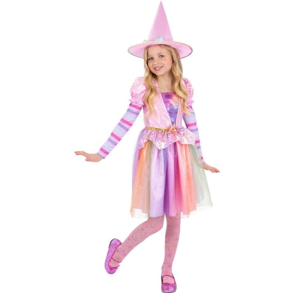 Smiffys Girls Pastel Rainbow Halloween Witch Costume