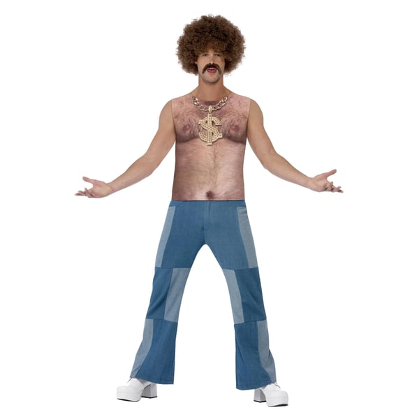 Smiffys Unisex Adult 70s Realistic Hairy Chest Costume Top