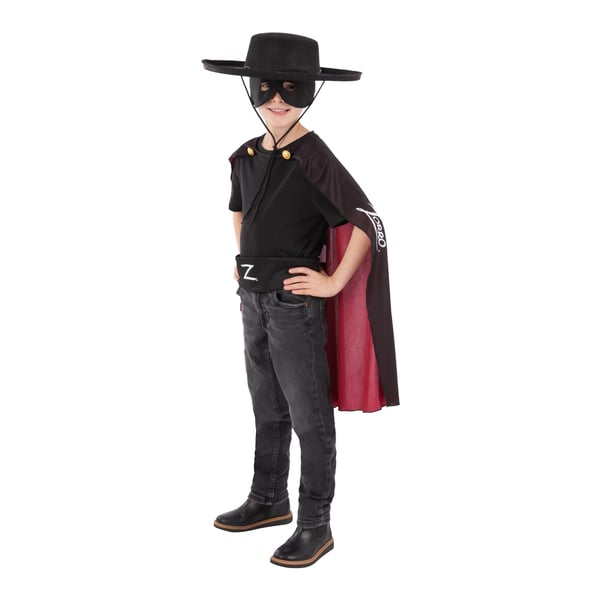 Zorro Sæt med tilbehør til kostumer til børn/børn