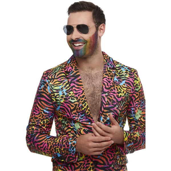 Smiffys Mens Animal Print Neon Costume Suit