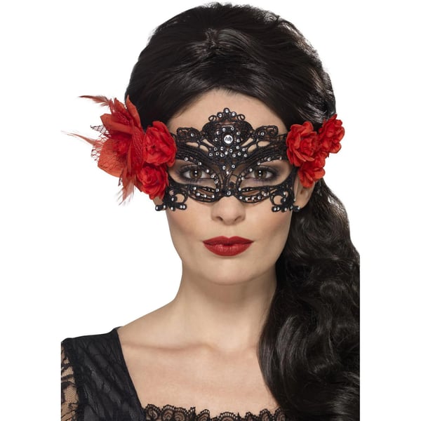 Smiffys Day Of The Dead Lace Eye Mask