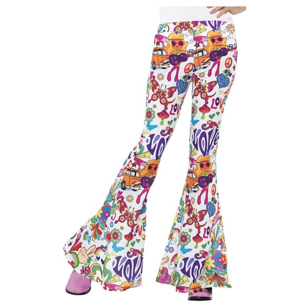 Smiffys Womens/Ladies Groovy Flared Hem Trousers