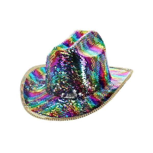 Fever Unisex Adult Deluxe Rainbow Sequins Cowboy Hat