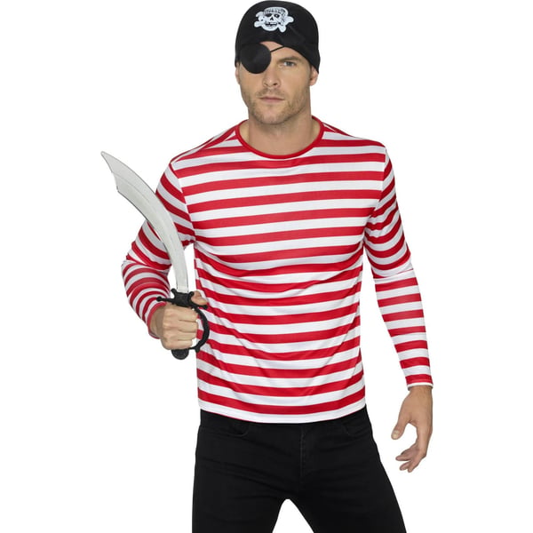 Smiffys Unisex Adult Striped Long-Sleeved T-Shirt