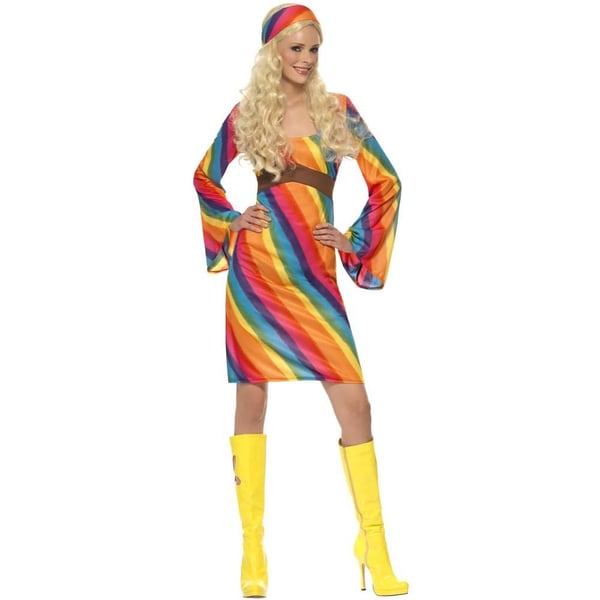 Smiffys Womens/Ladies Hippie Rainbow Costume Set