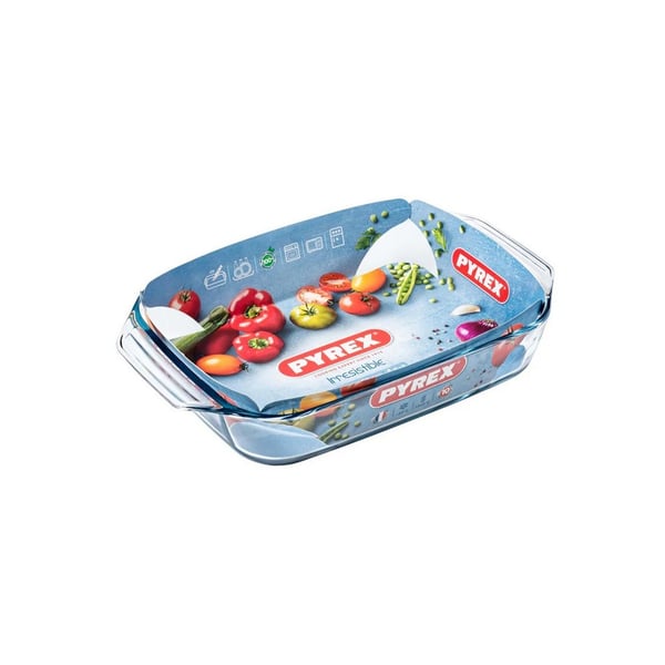 Pyrex suorakaiteen muotoinen uunivuoka