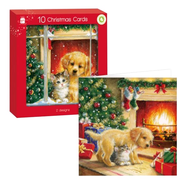 IG Design Square Kittens & Puppies Christmas Card (Pack of 10)