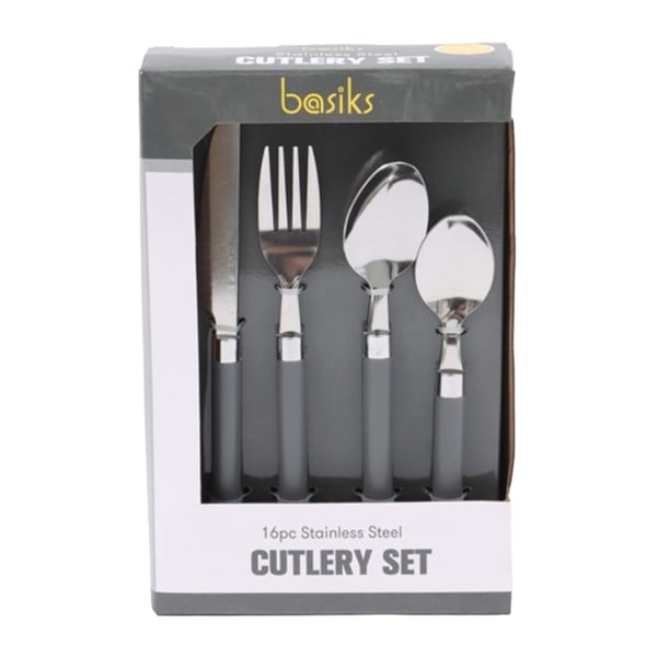 Basiks Stainless Steel Cutlery Set (Pack of 16)
