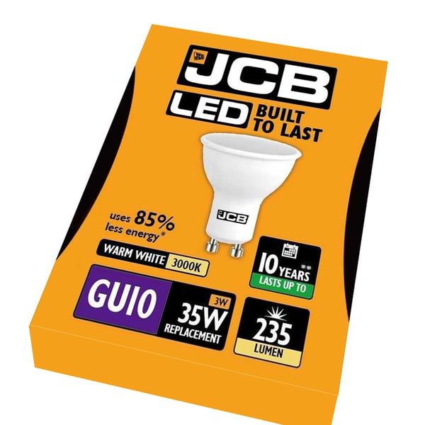 JCB LED GU10 3w Light Bulb Cap 235lm 3000k Warm White
