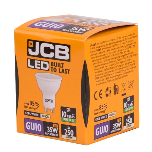 JCB LED GU10 3w pære Cap 250lm 4000k Cool White